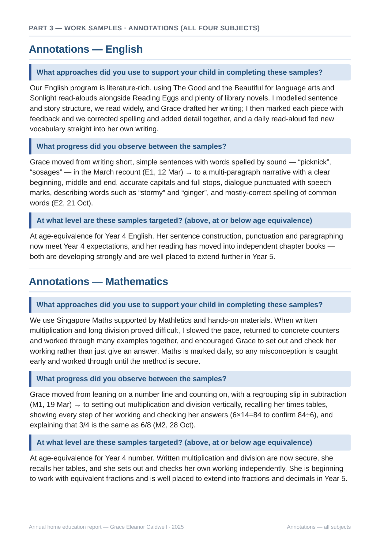Annotations compilation page 1 — English and Mathematics